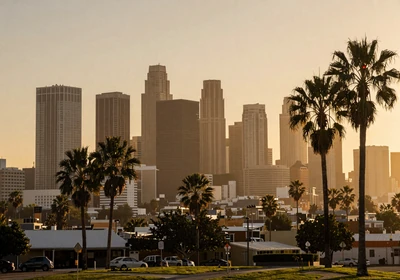 Los Angeles skyline at golden hour - meet singles near me in LA