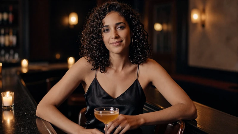 Confident woman enjoying a cocktail at an upscale bar representing the casual dating lifestyle